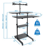 Height Adjustable Rolling Stand up Desk - Mount-It!