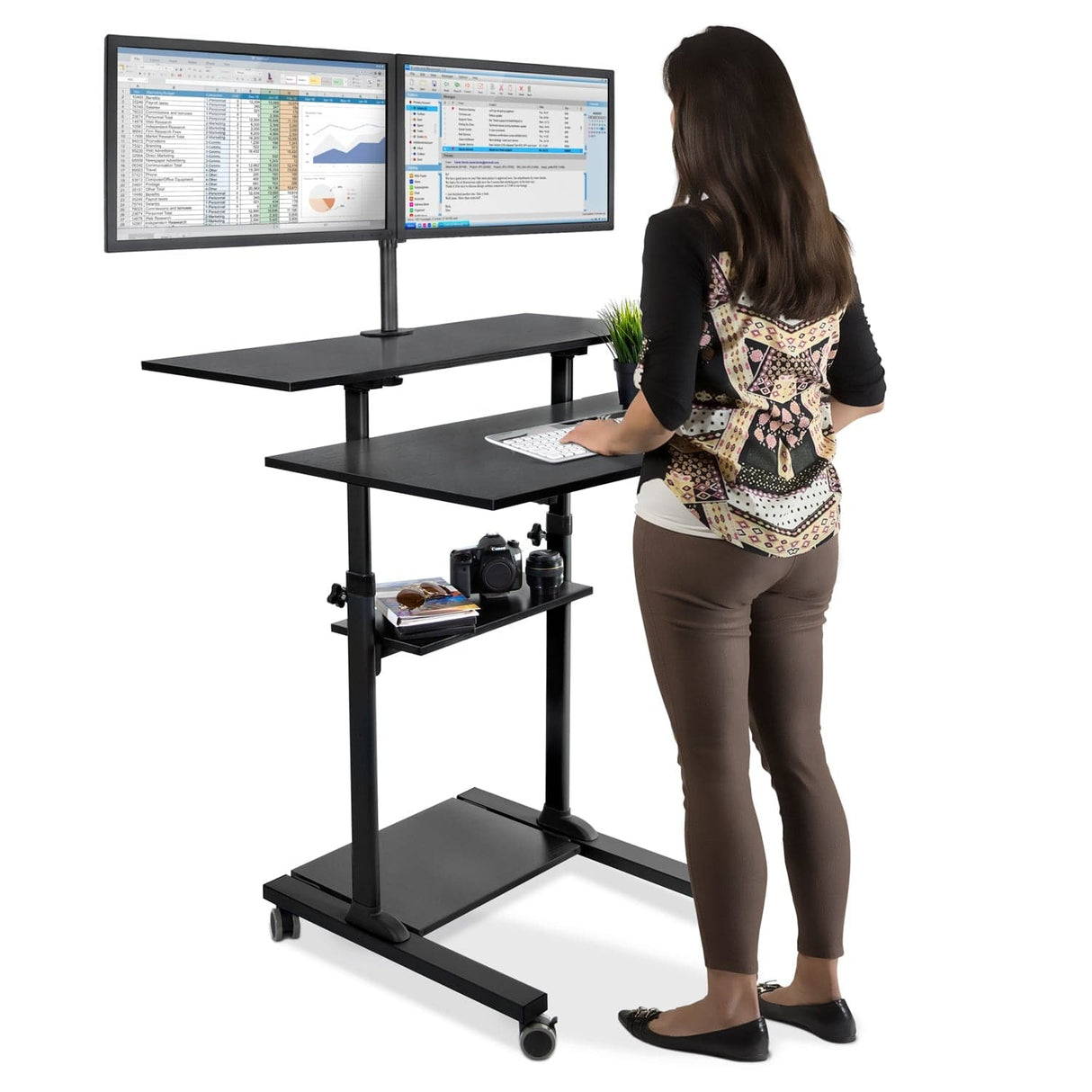 Height Adjustable Rolling Stand up Desk - Mount-It!