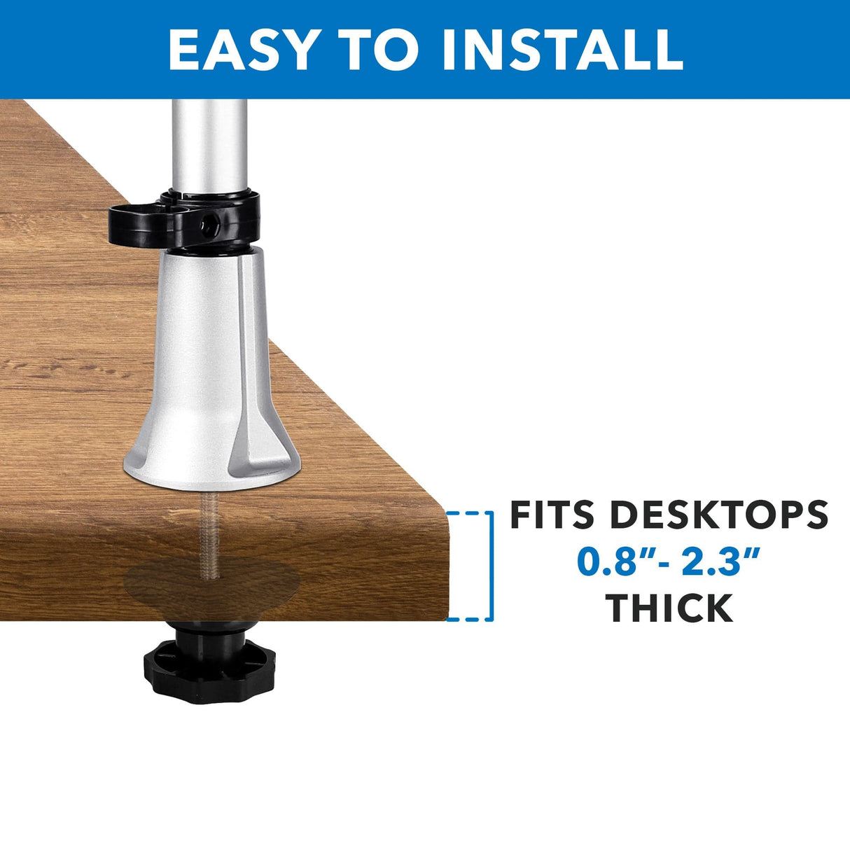 Height Adjustable Single Monitor Desk Mount - Mount-It!