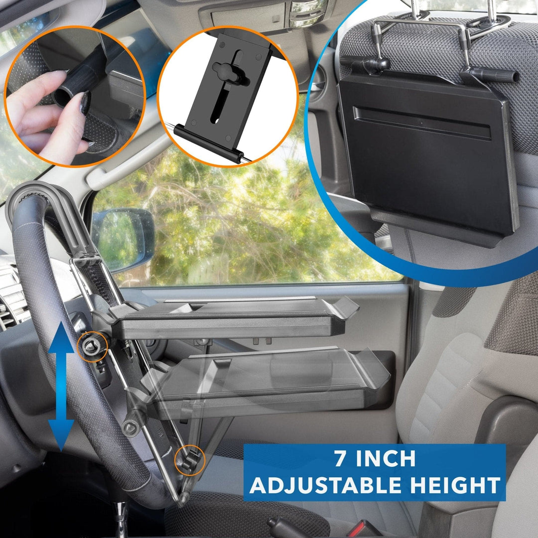 Height Adjustable Steering Wheel and Backseat Tray - Mount-It!