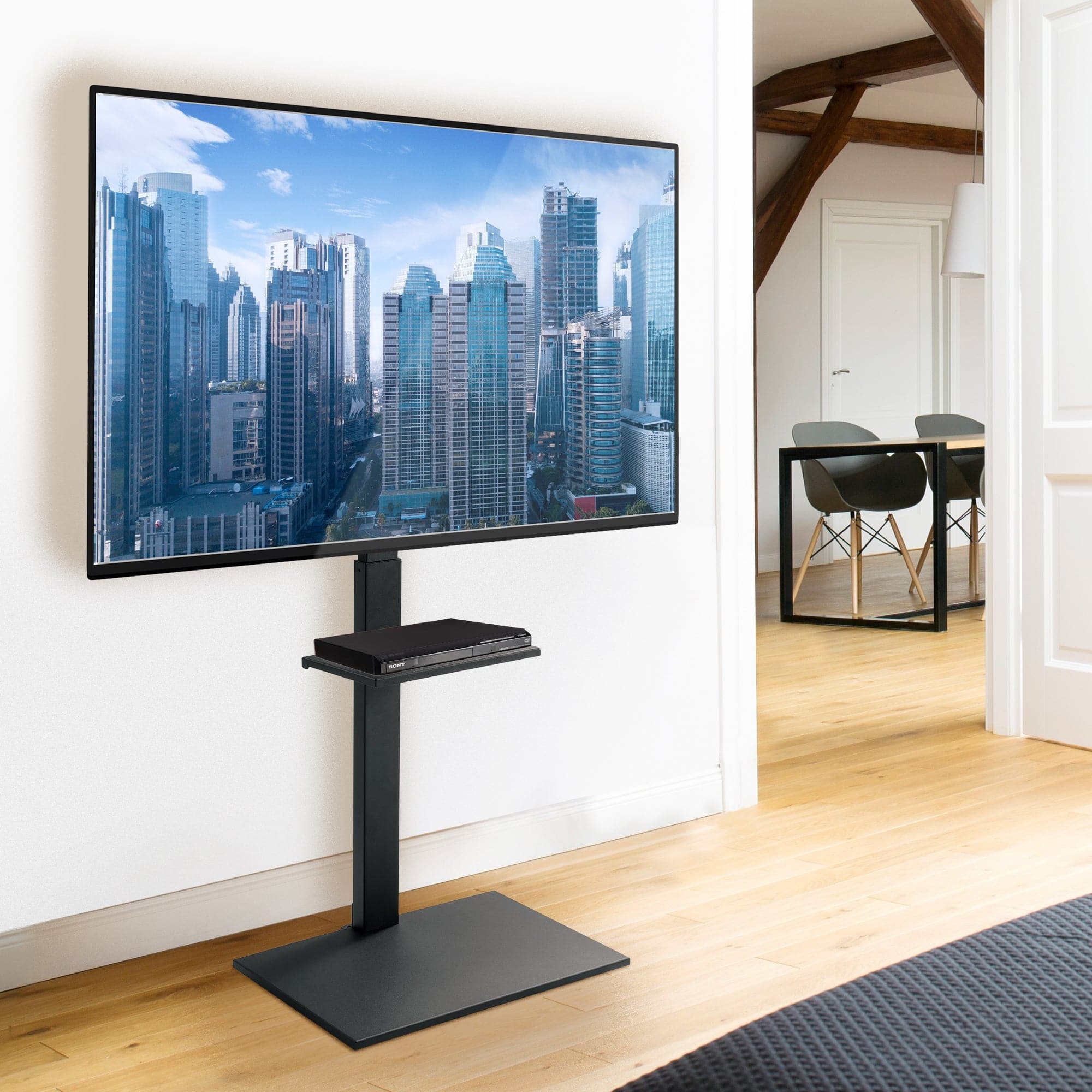 Height Adjustable TV Stand with Shelf - Mount-It!