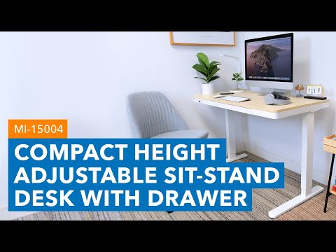 Compact Height Adjustable Sit-Stand Desk with Drawer