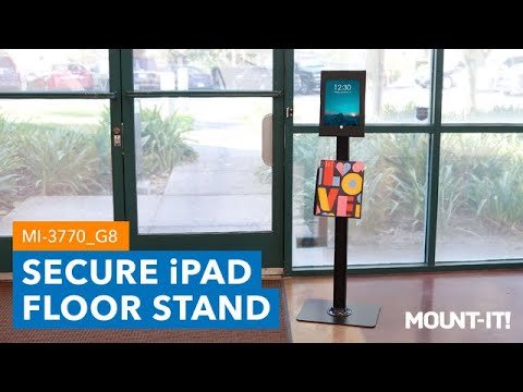 Secure iPad Floor Stand With Document Holder for 8th and 9th Generation iPad
