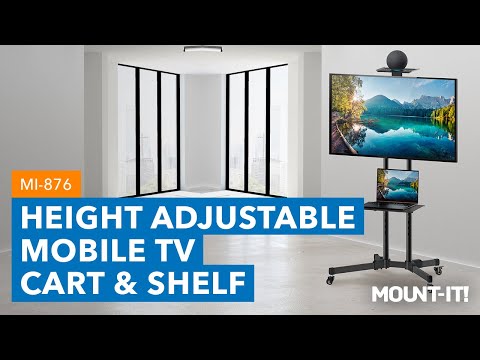 Height Adjustable Mobile TV Cart & Shelf