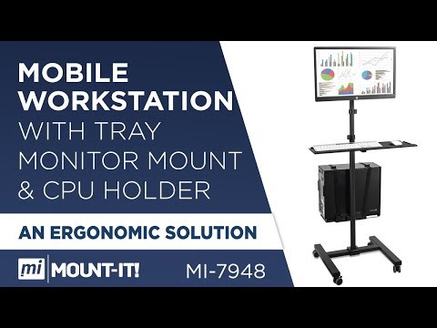Mobile Cart With Monitor Mount & CPU Holder