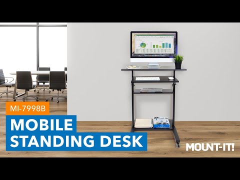 Mobile Standing Desk with Retractable Keyboard