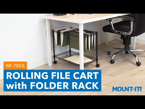 Rolling File Cart with Folder Rack