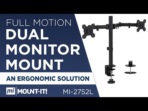 Full Motion Dual Monitor Desk Mount, Fits 32" Monitors