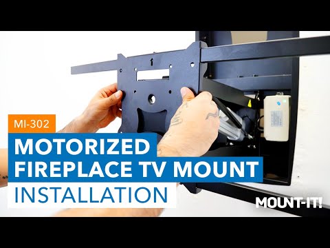 Motorized Fireplace TV Mount With Recessed Base