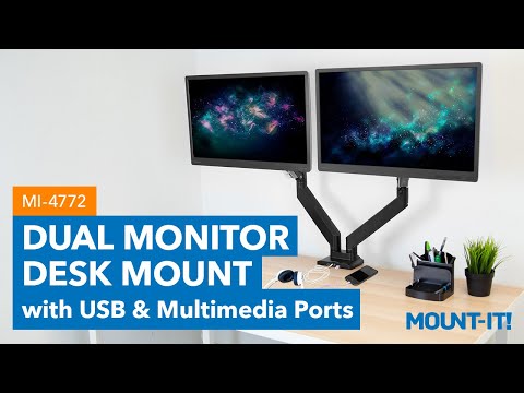 Dual Monitor Desk Mount w/ USB & Multimedia Ports