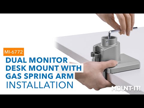 Full Motion Dual Monitor Desk Mount, Height Adjustable with Gas Spring Arms