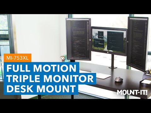 Full Motion Triple Monitor Desk Mount | 24" to 32" Monitors