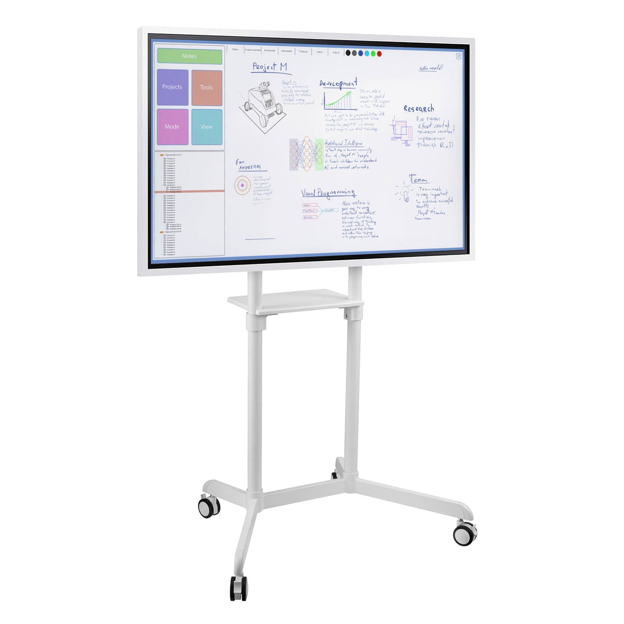 Interactive Display Stand | Mobile TV Flip Cart with Accessory Shelf - Mount-It!