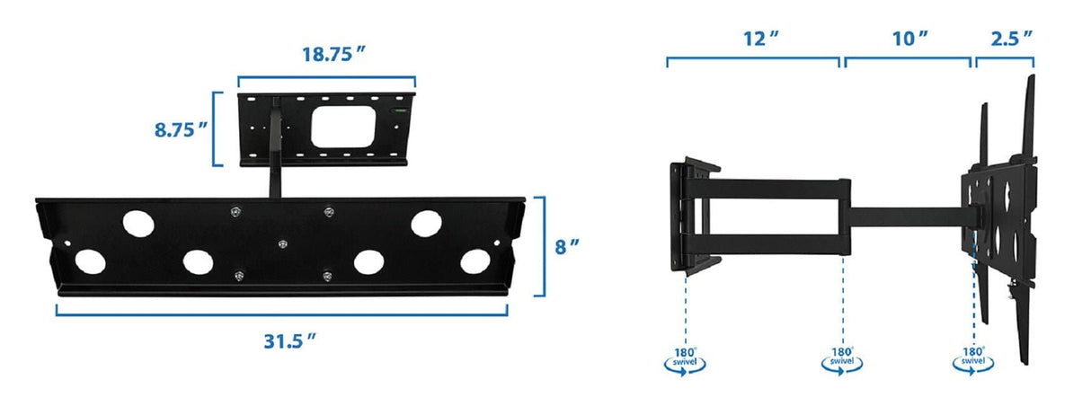 Long Extension, Low Profile Full Motion TV Wall Mount - Mount-It!