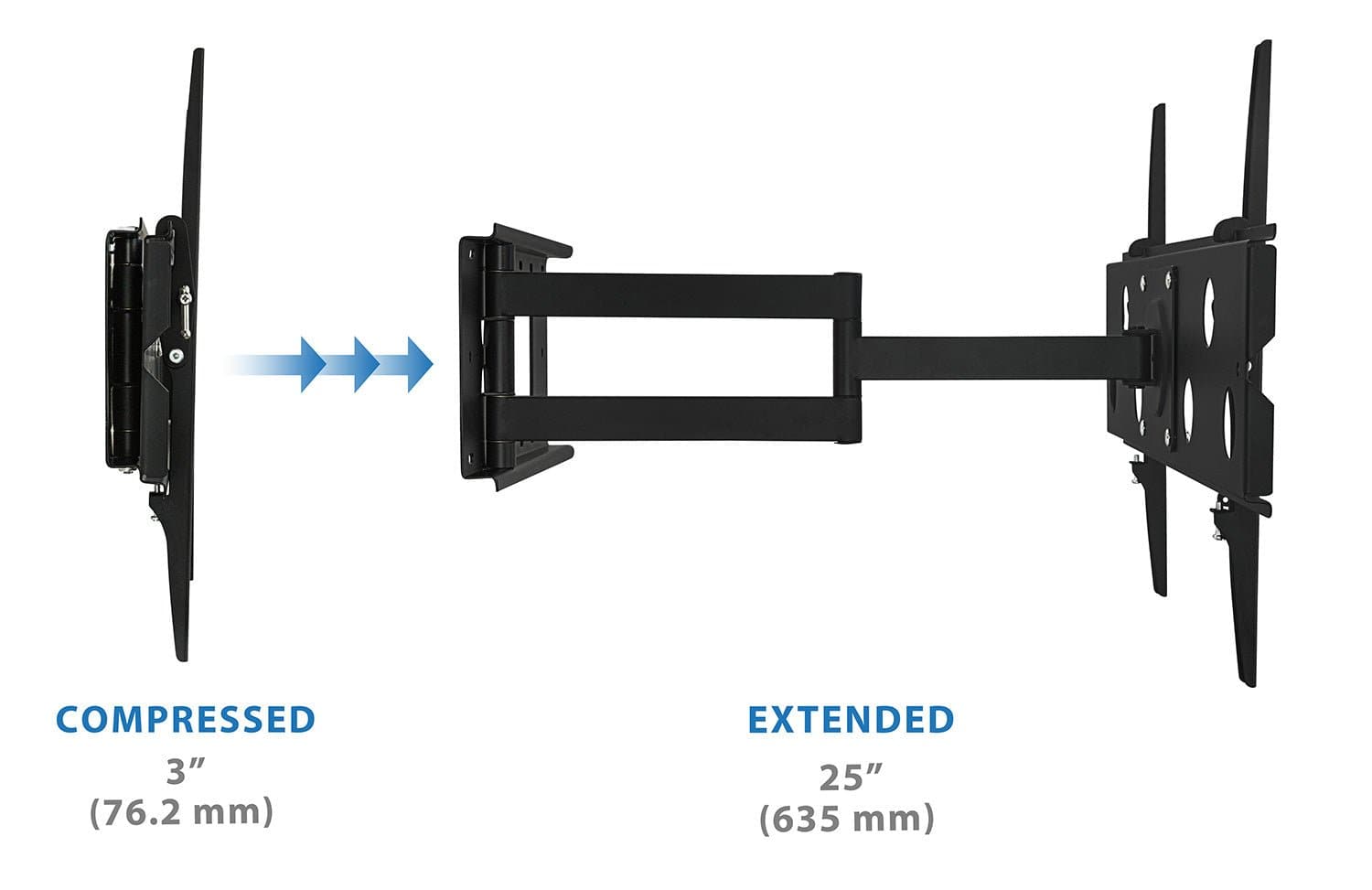 Long Extension, Low Profile Full Motion TV Wall Mount - Mount-It!