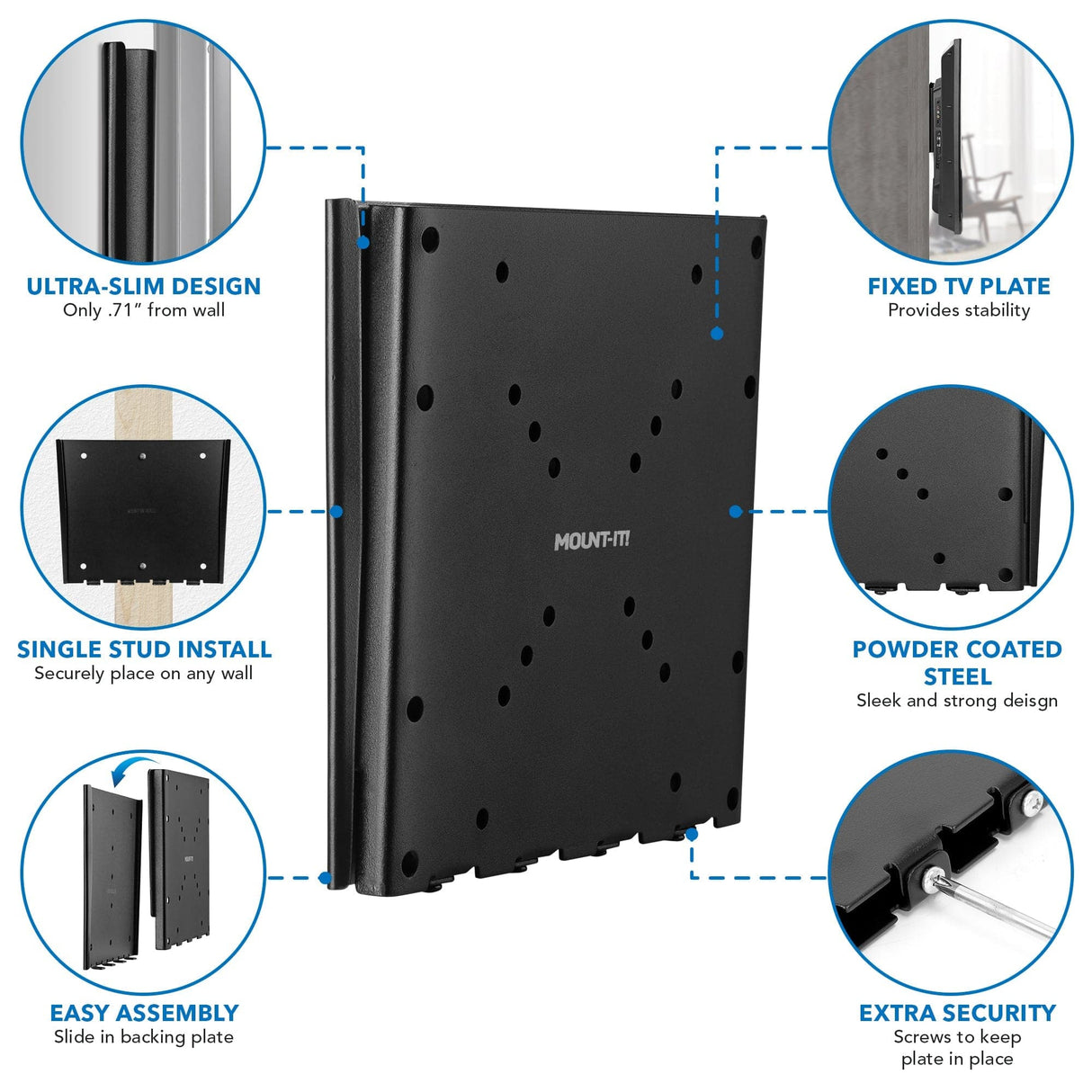 Low Profile Fixed TV Wall Mount - Mount-It!