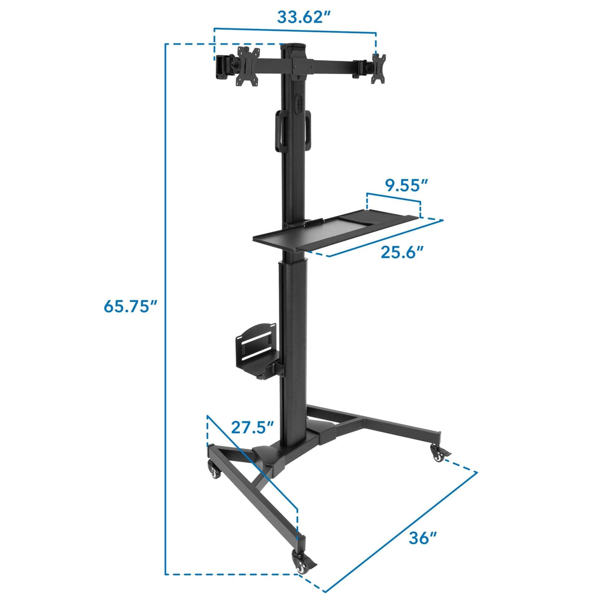 Mobile PC Workstation for Dual Monitors - Mount-It!