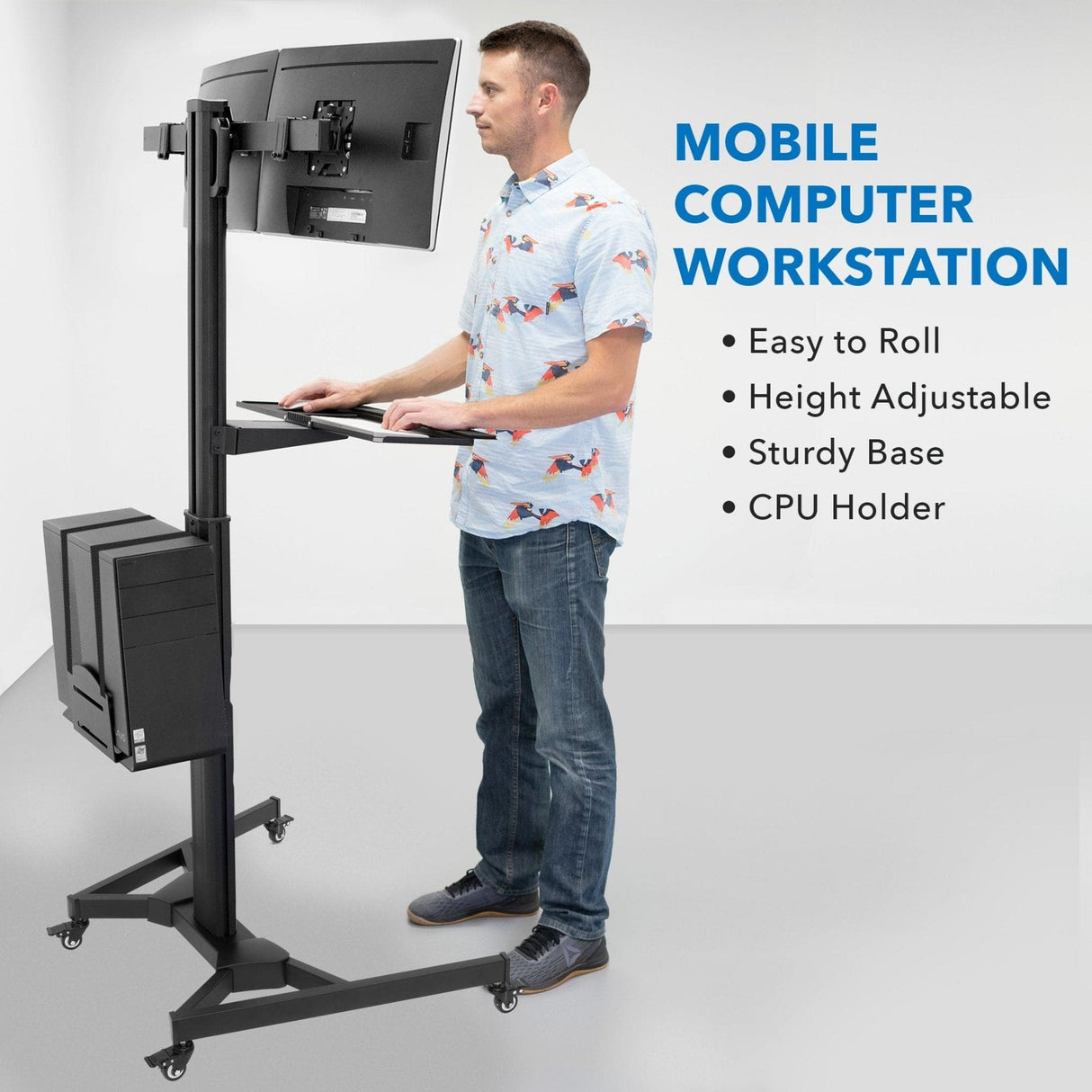 Mobile PC Workstation for Dual Monitors - Mount-It!