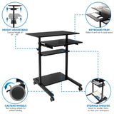 Mobile Standing Desk with Retractable Keyboard - Mount-It!