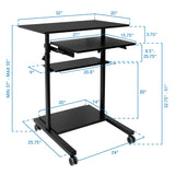 Mobile Standing Desk with Retractable Keyboard - Mount-It!