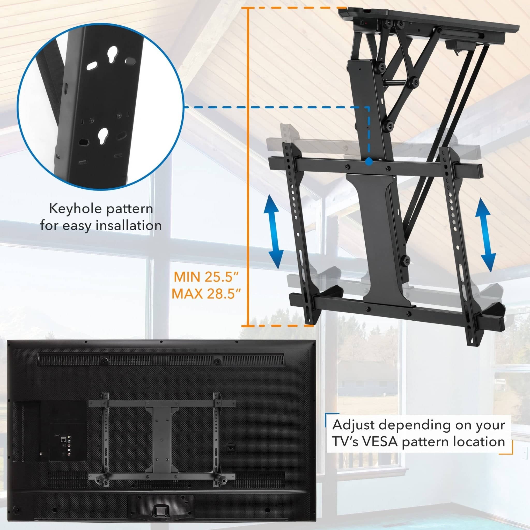 Motorized Ceiling TV Mount with Remote and App Controller - Mount-It!