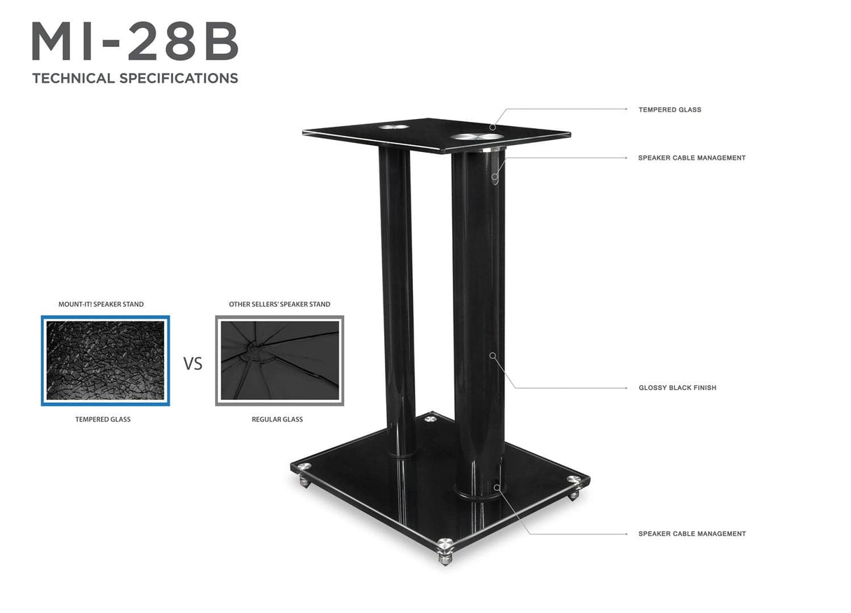 Premium Aluminum Glass Speaker Stands (pair) - Mount-It!