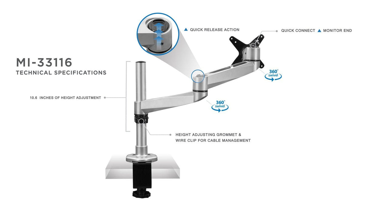 Professional Single Monitor Desk Mount - Mount-It!