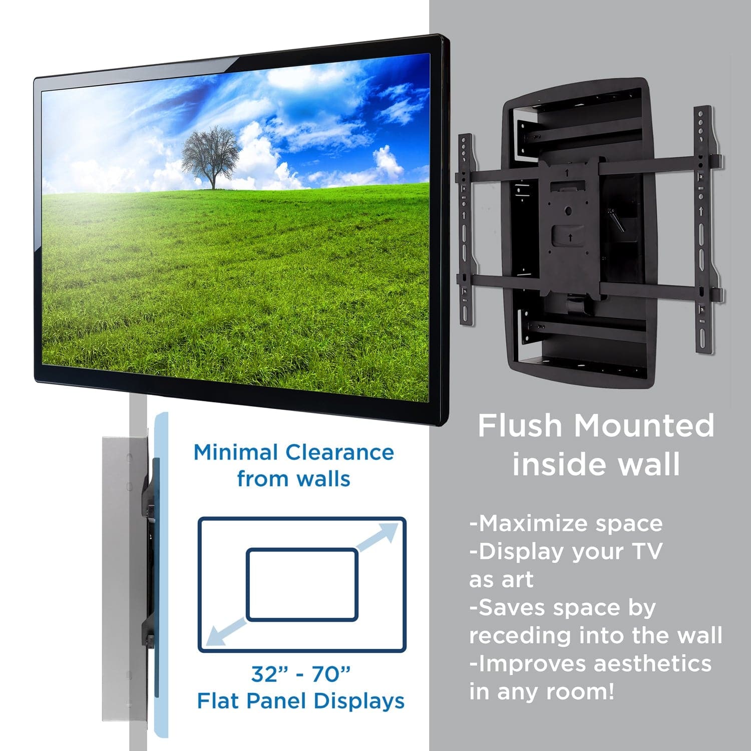 Recessed, Long Extension Articulating TV Wall Mount - Mount-It!
