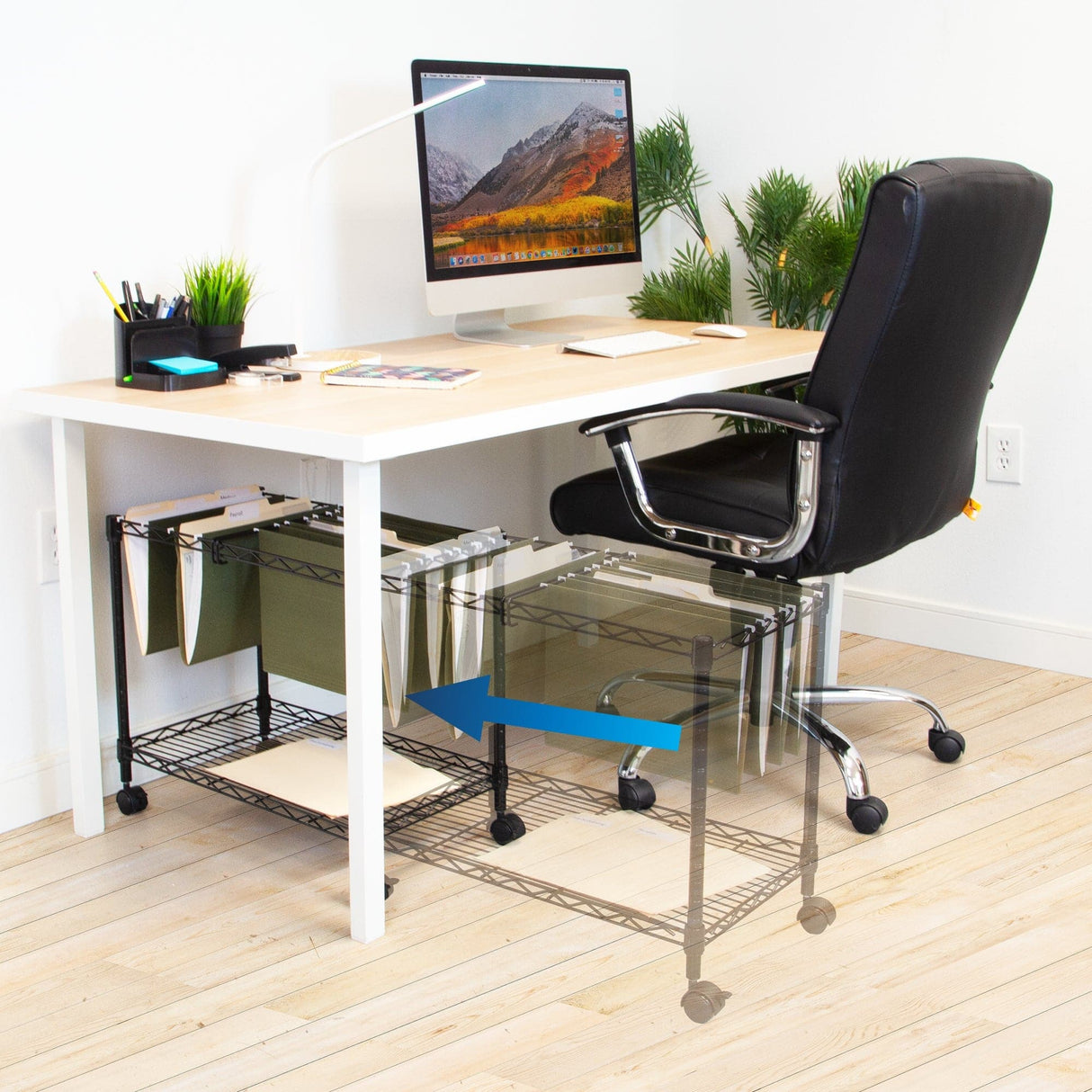 Rolling File Cart with Folder Rack - Mount-It!