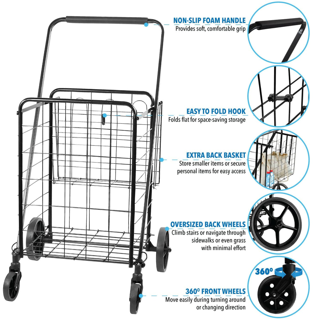 Rolling Utility Shopping Cart - Mount-It!