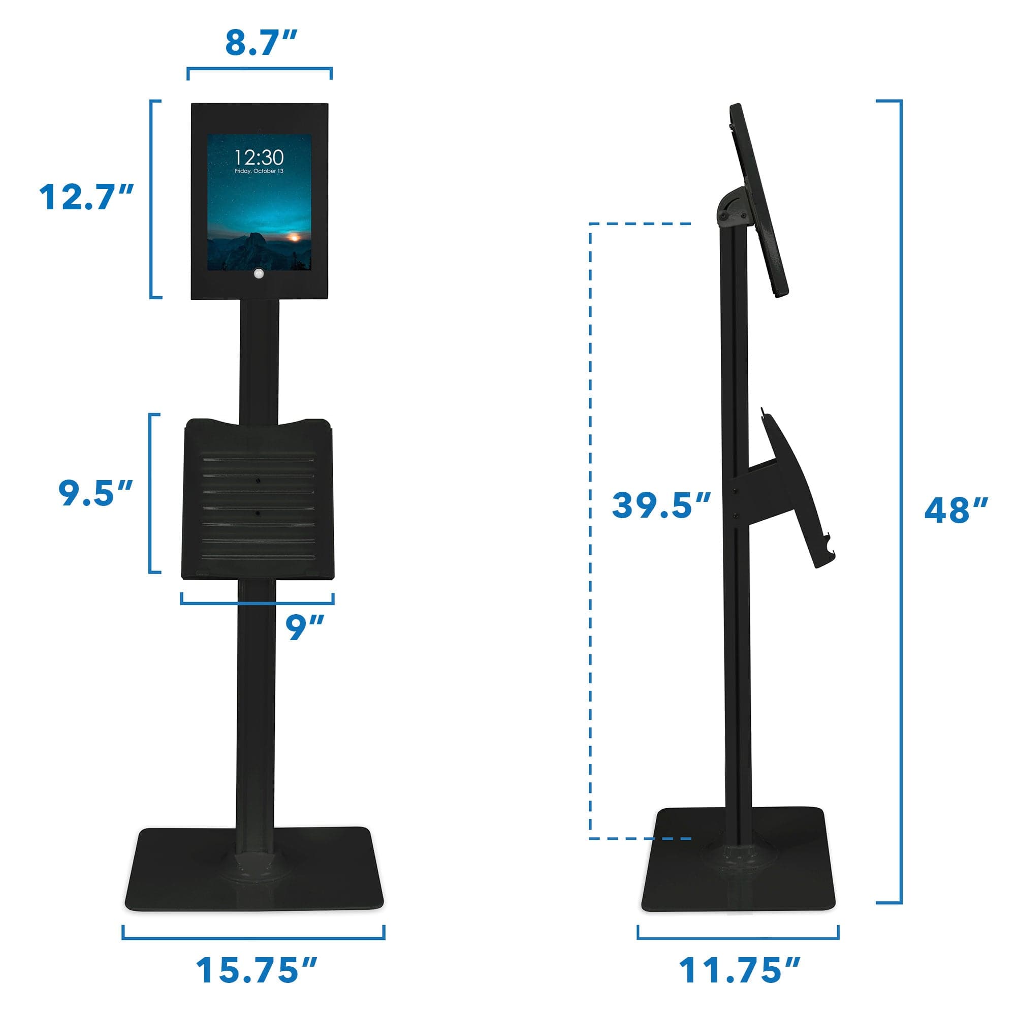 Secure iPad Floor Stand With Document Holder for 8th Generation iPad - Mount-It!