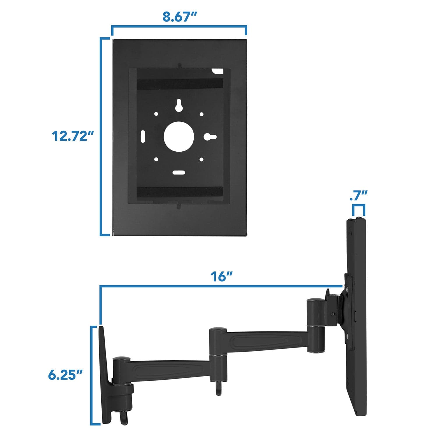 Secure iPad Wall Mount Enclosure w/ Swing Arm for iPad 7 - Mount-It!