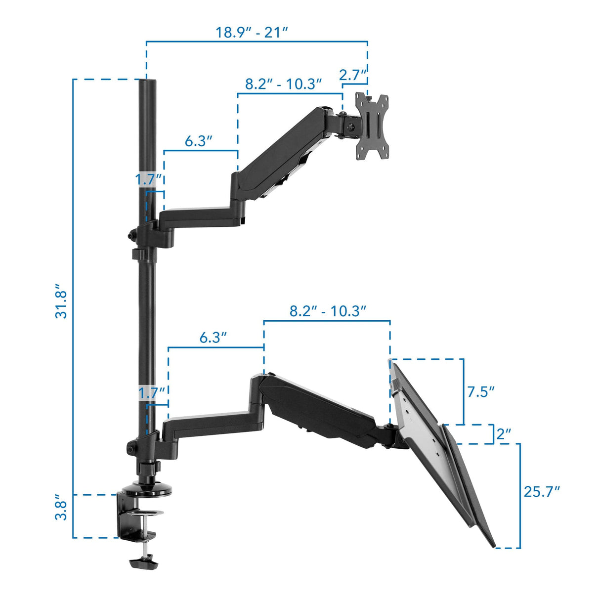 Single Monitor Sit-Stand Desk Mount with Keyboard Tray - Mount-It!