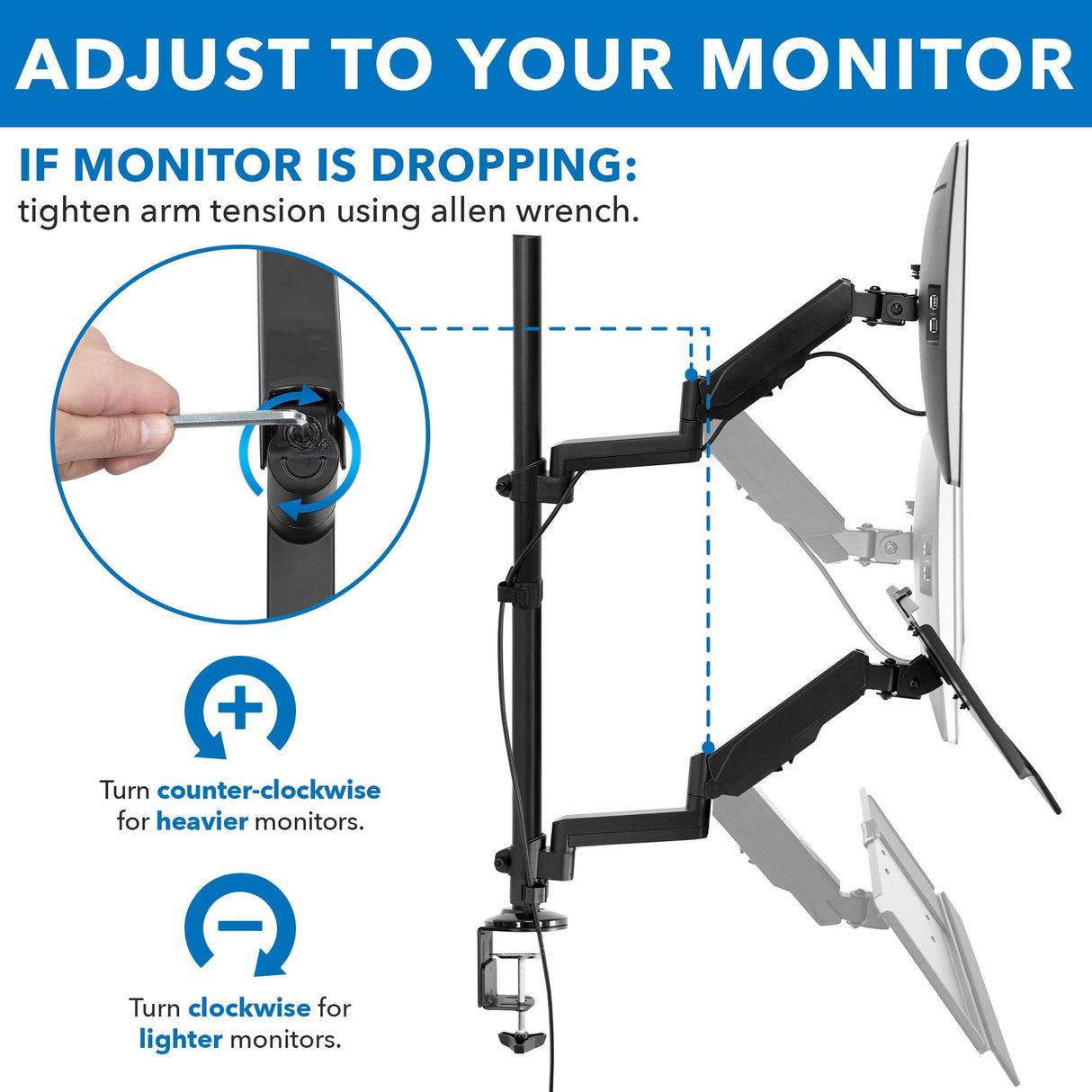 Single Monitor Sit-Stand Desk Mount with Keyboard Tray - Mount-It!