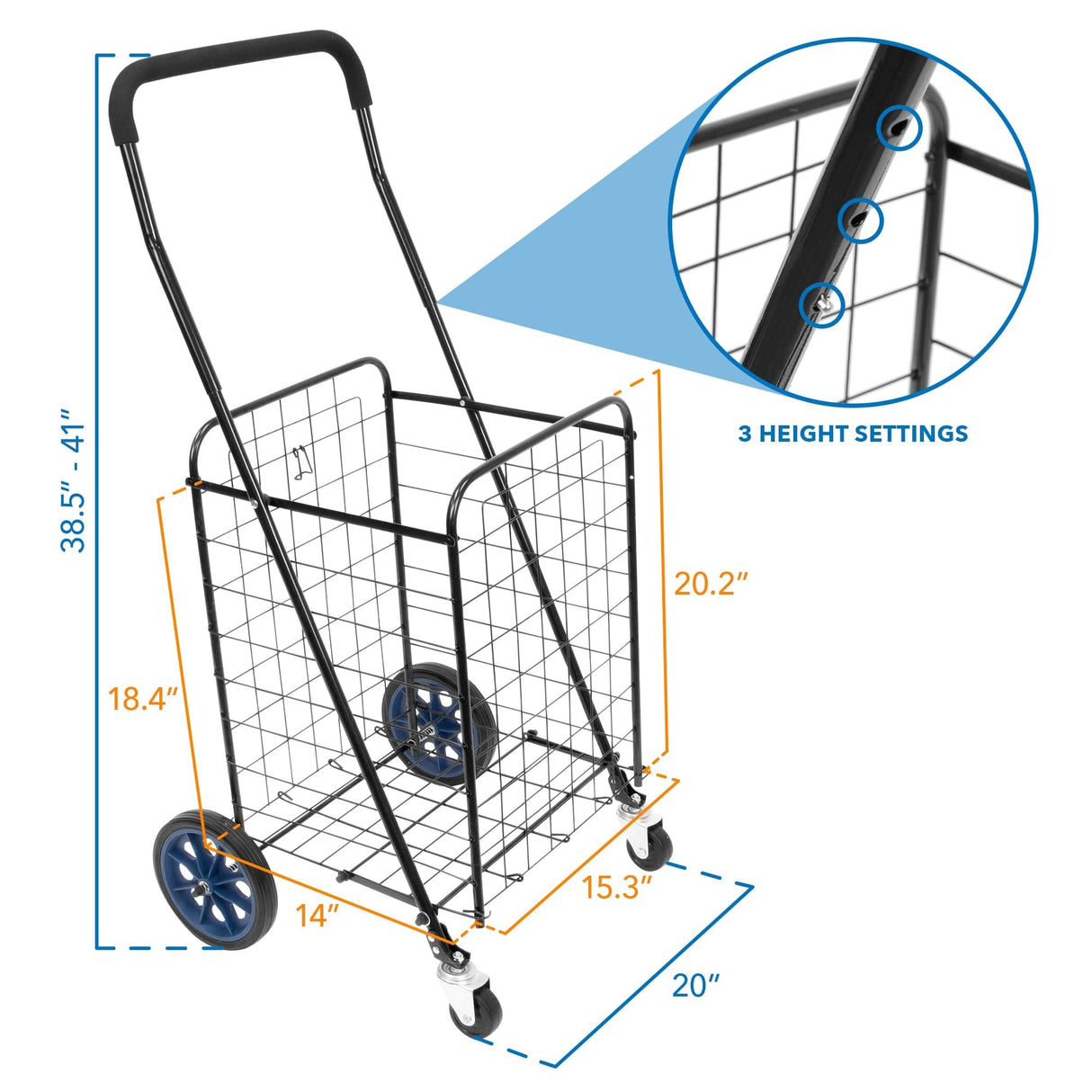 Small Rolling Utility Shopping Cart - Mount-It!