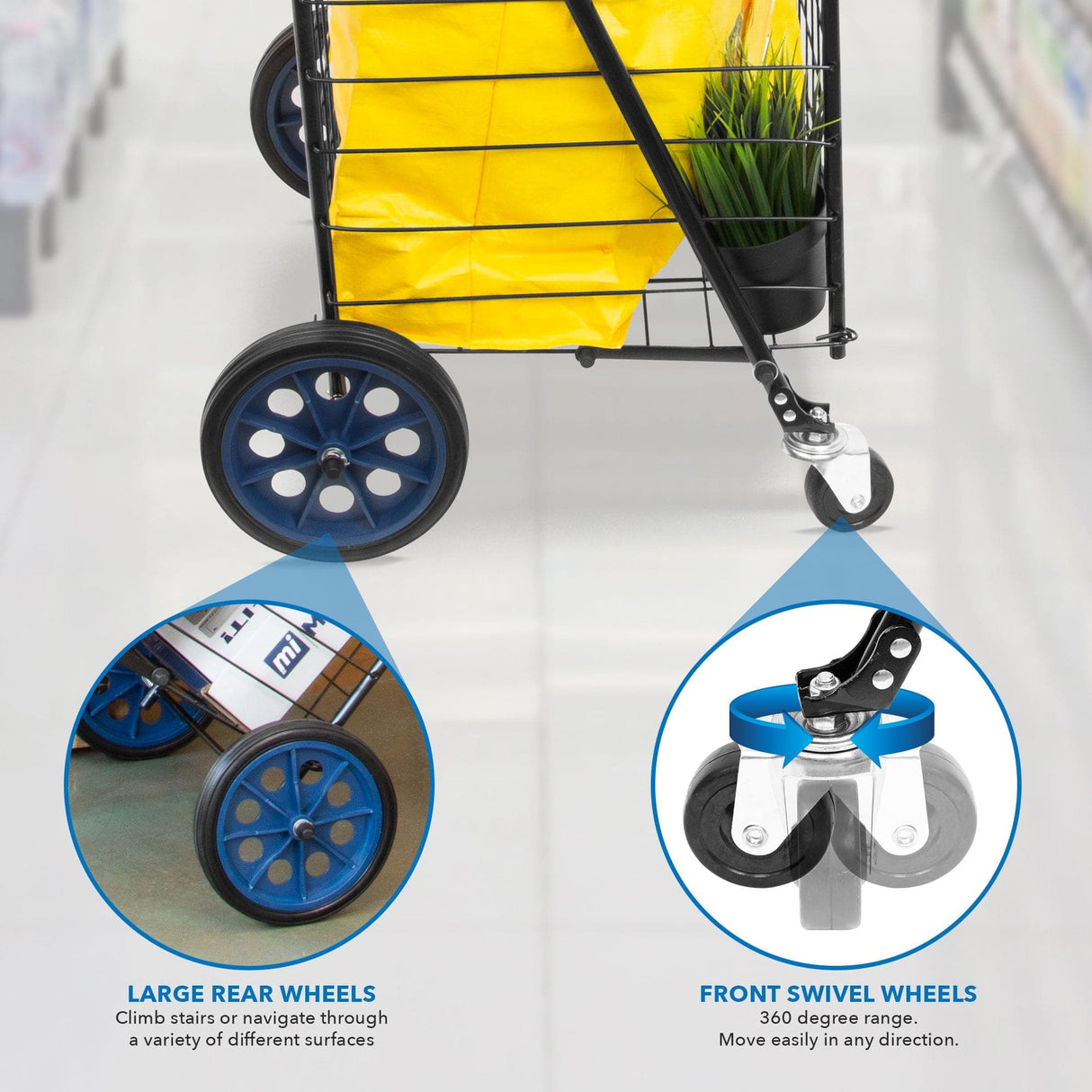 Small Rolling Utility Shopping Cart - Mount-It!