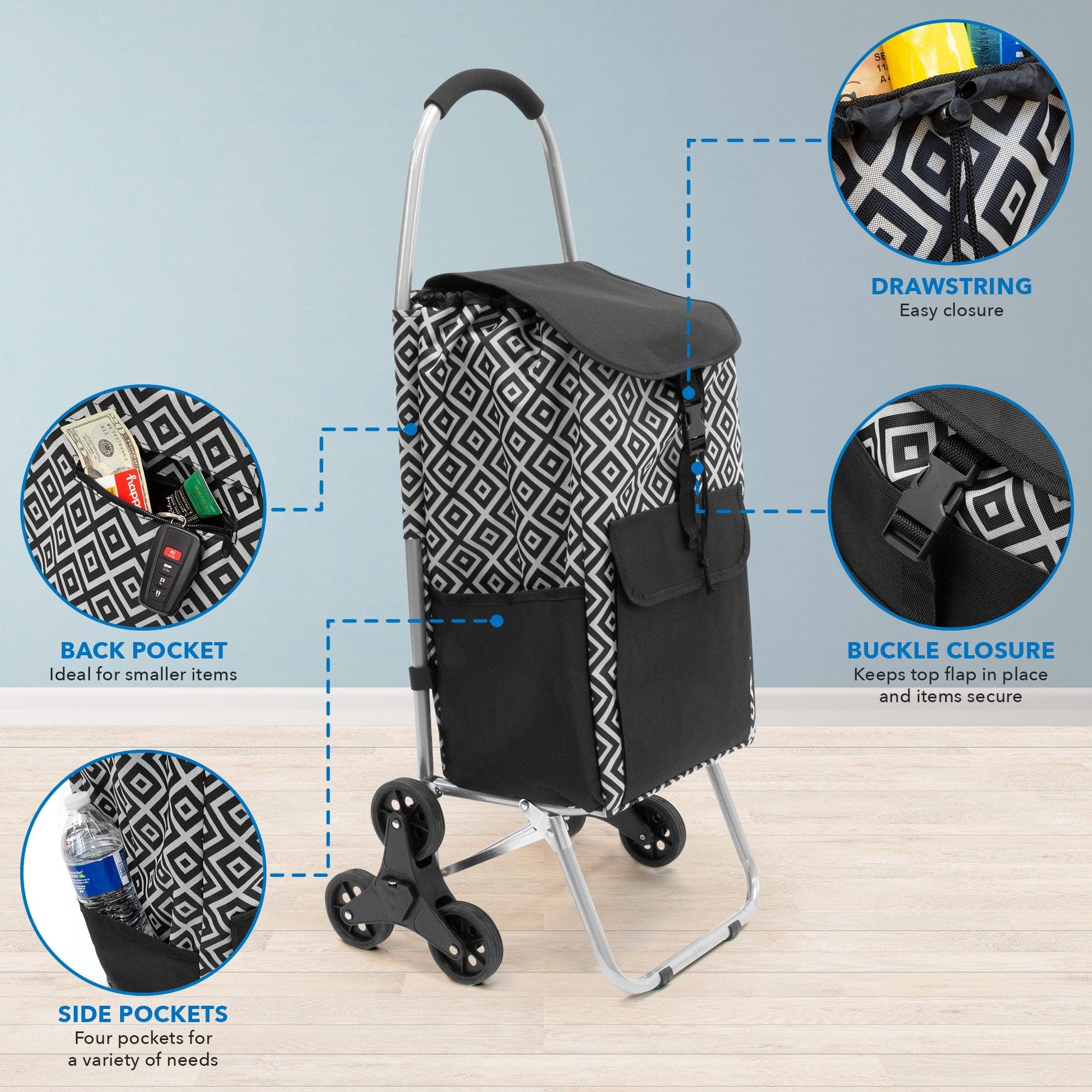 Stair Climber Shopping Cart with Bag - Mount-It!