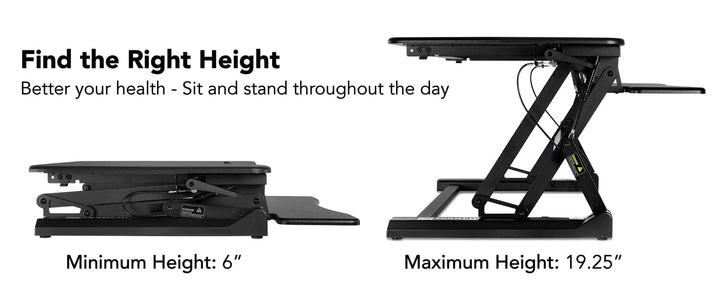 Standing Desk Sit-Stand Desk Converter Height Adjustable, Large Surface Area - Mount-It!