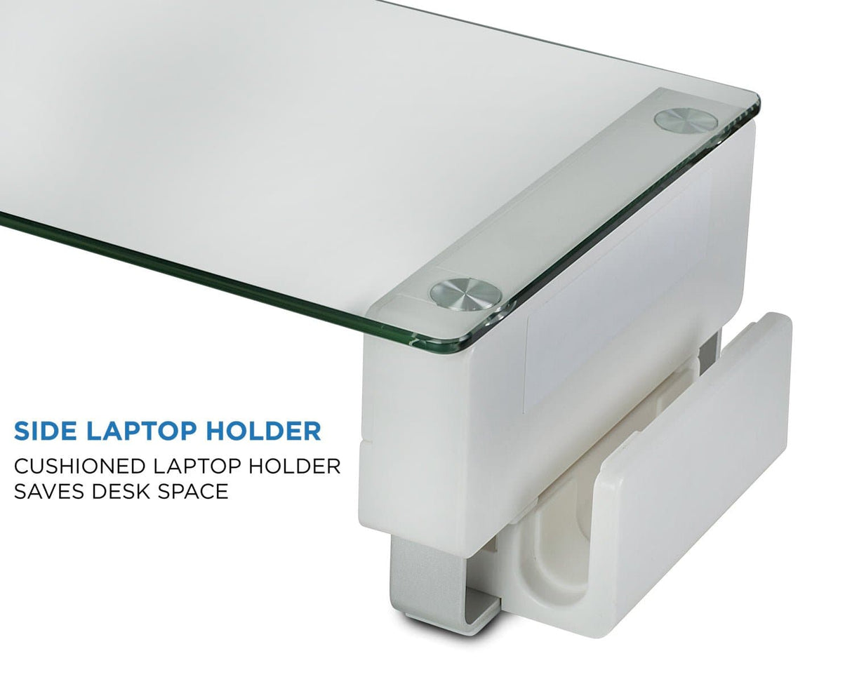 Tempered Glass & Aluminum Monitor Stand with USB - Mount-It!