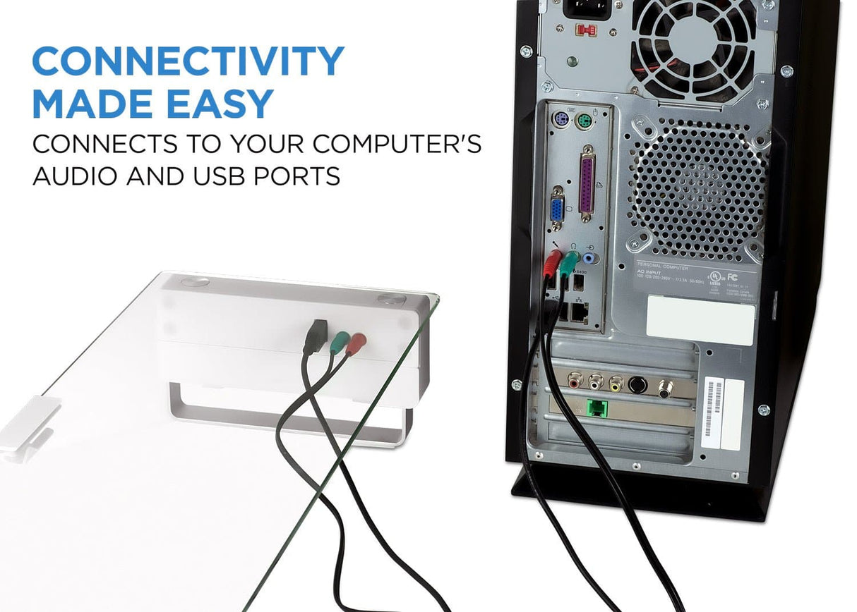 Tempered Glass & Aluminum Monitor Stand with USB - Mount-It!