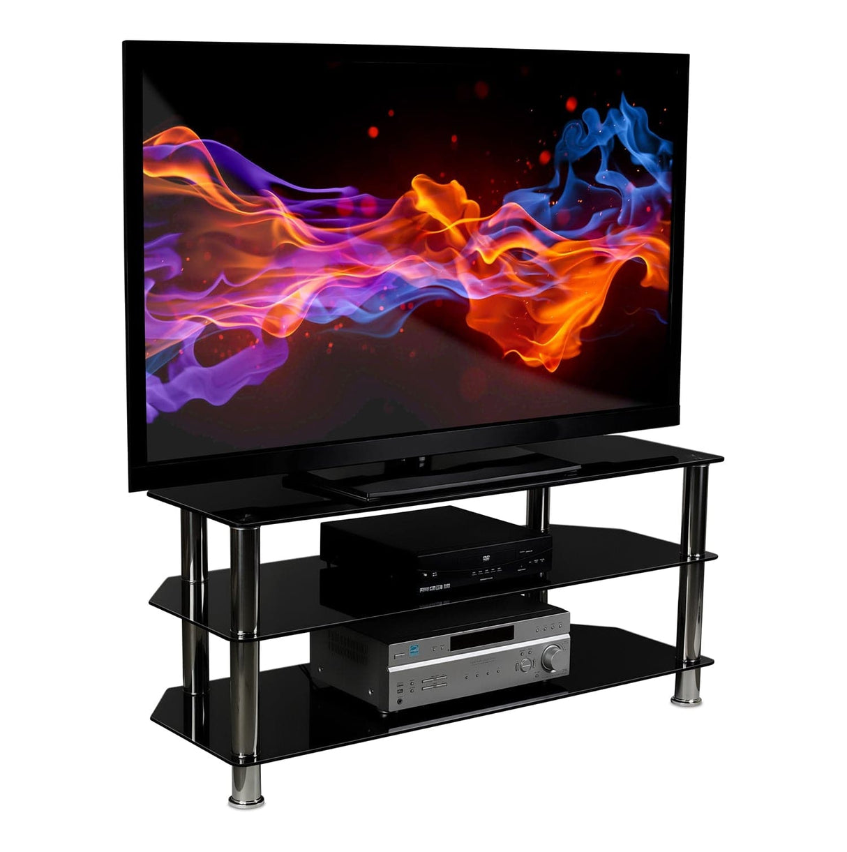 Three Tempered Glass Shelf TV Stand - Mount-It!