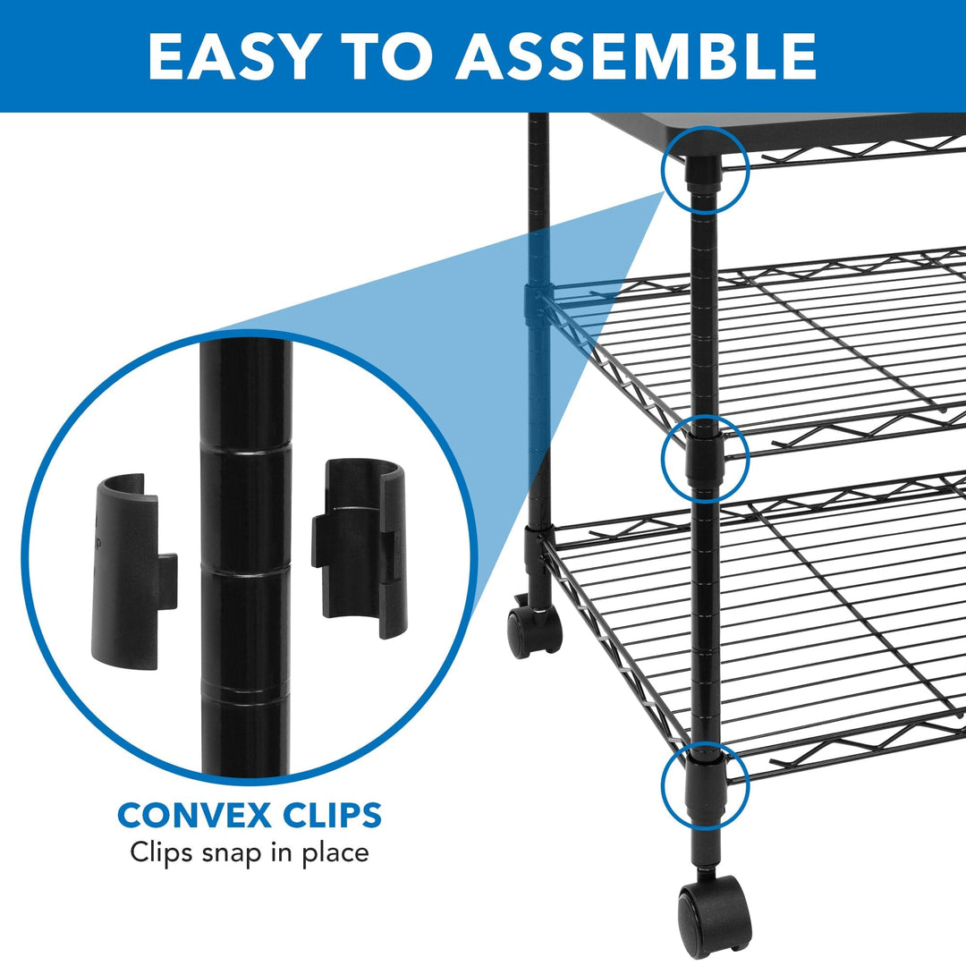 Three-Tier Large Printer Cart with Wheels - Mount-It!