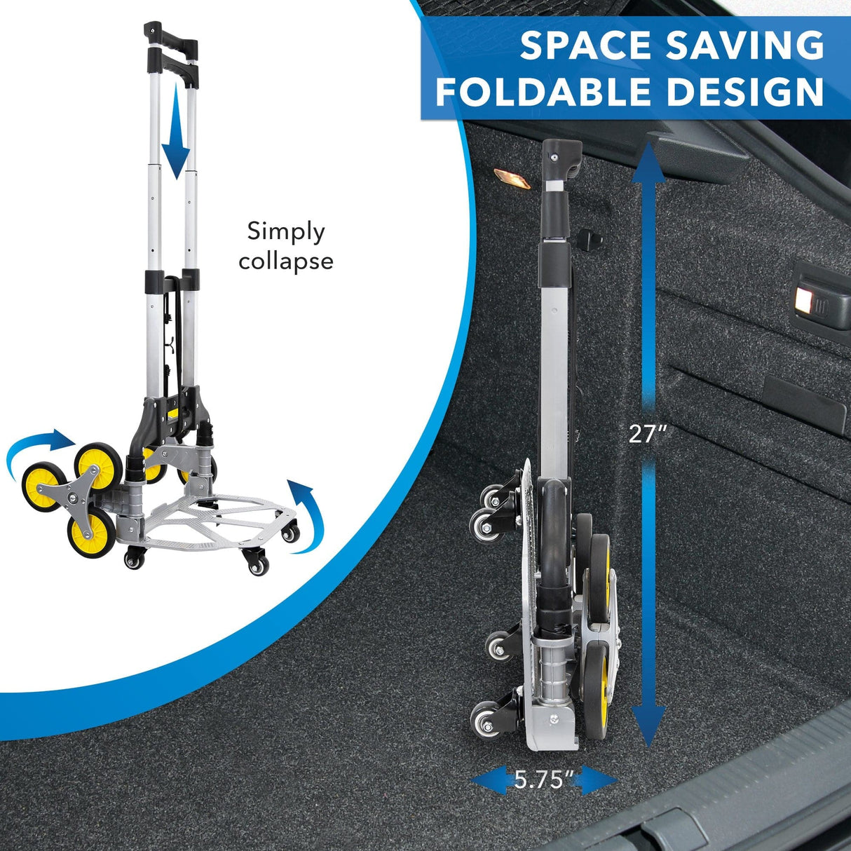 Tri-Wheel Stair Climber Hand Truck with Foldable Design - Mount-It!