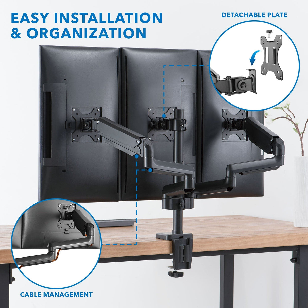 Triple Monitor Mount with Gas Spring Arms - Mount-It!