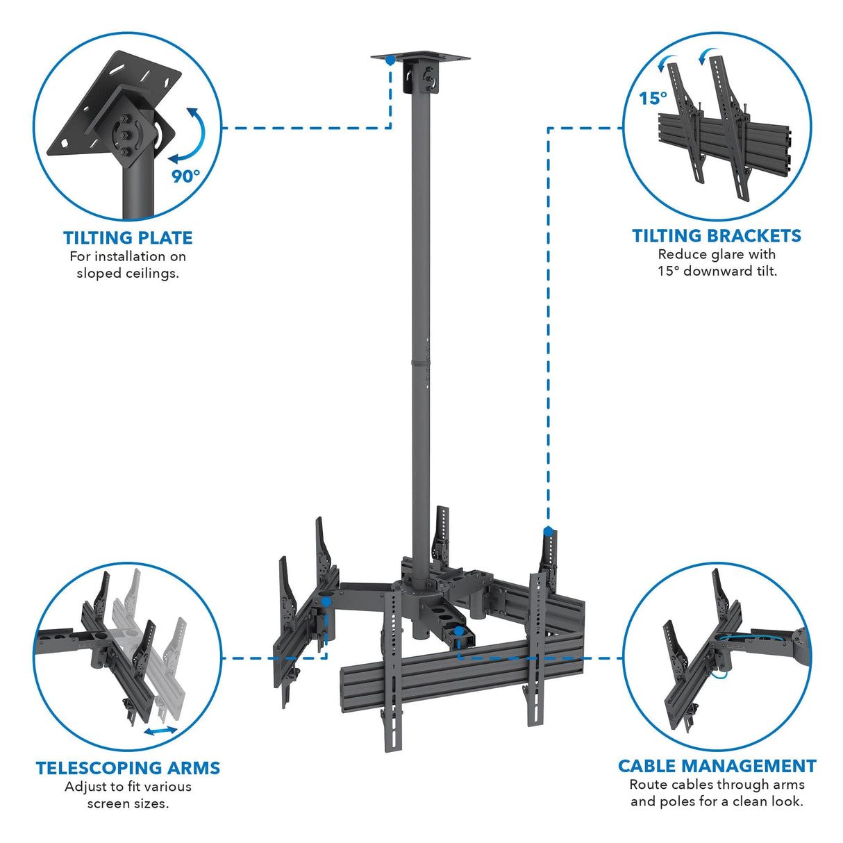 Triple TV Display Ceiling Mount - Mount-It!