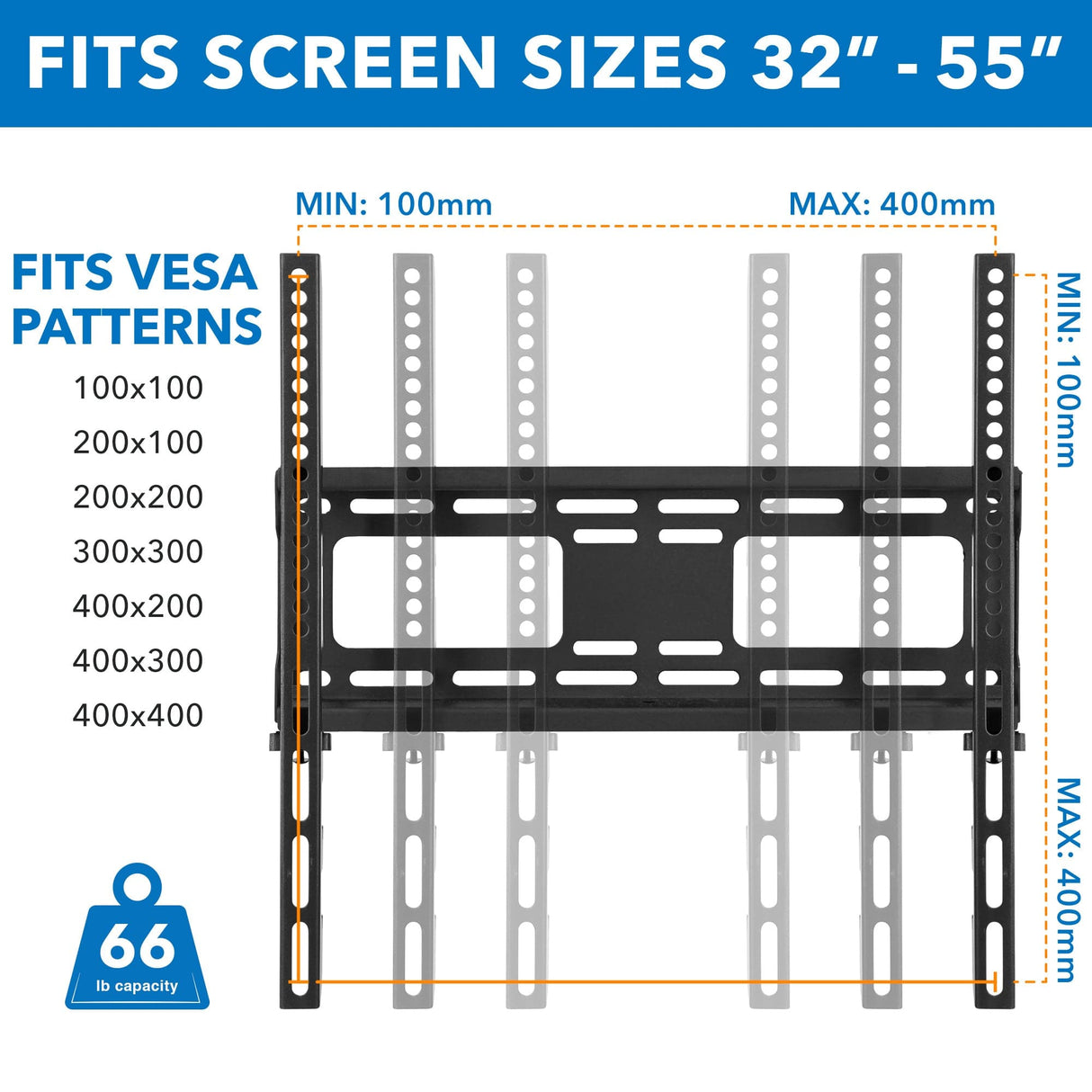 TV Rolling Cart with Two Shelves - Mount-It!