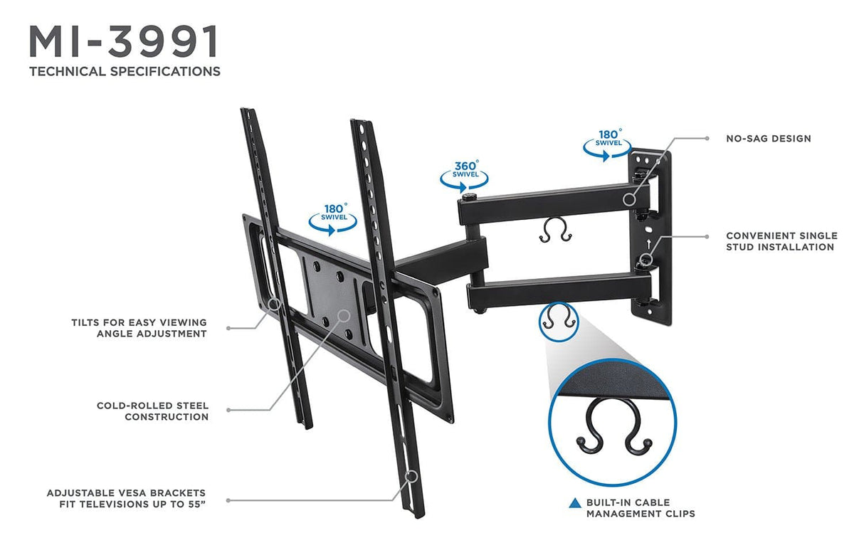 TV Wall Mount w/ Full Motion Articulating Arm - Mount-It!