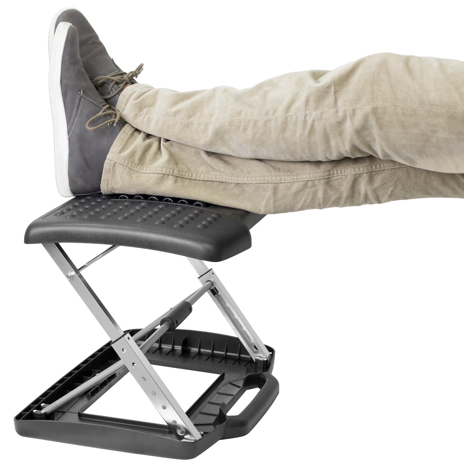 Under Desk Footrest, Adjustable Height/Angle and Massaging Rollers, 18 x 13 inches - Mount-It!