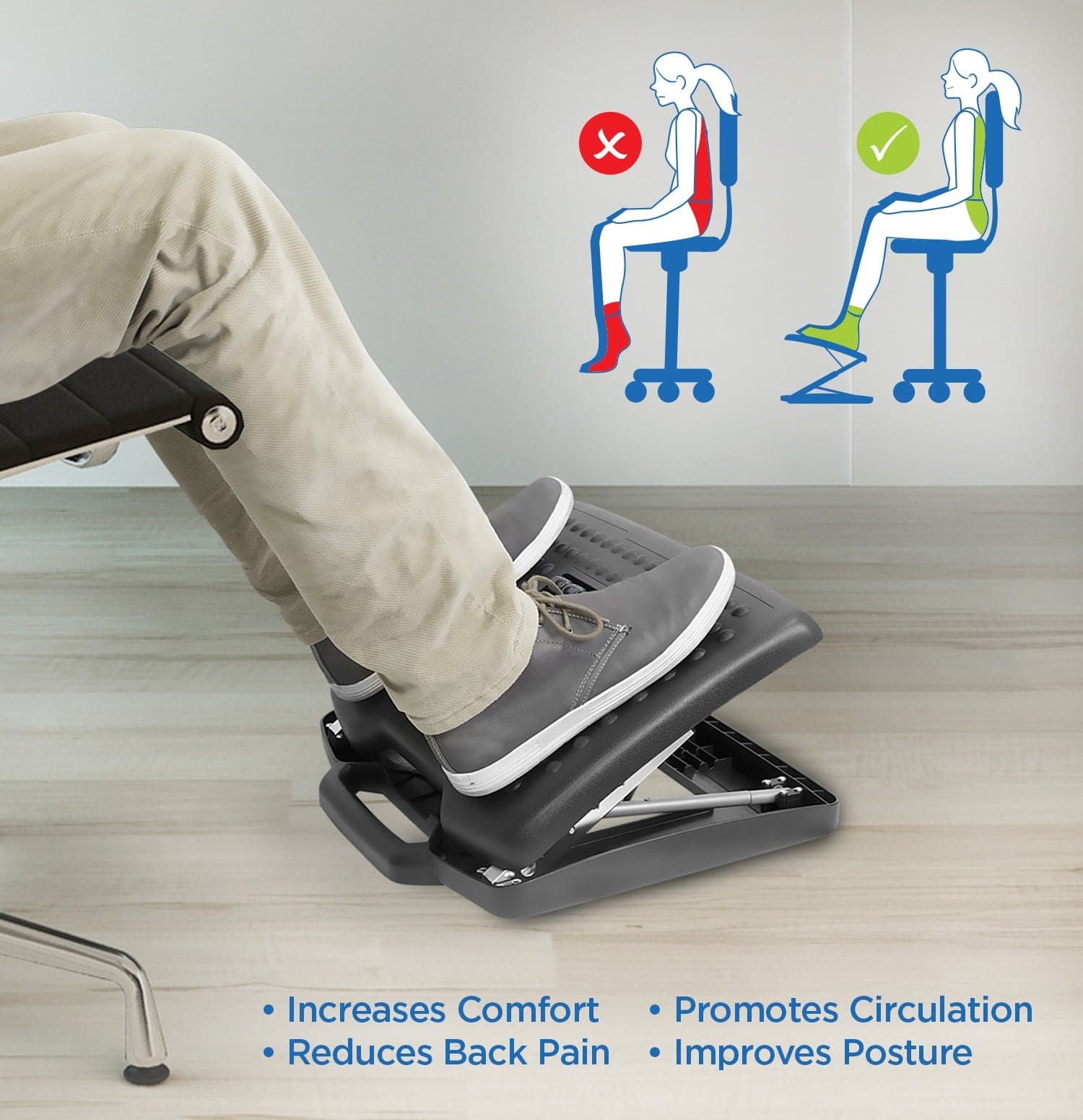 Adjustable Under Desk Footrest Ergonomic Foot Massager Footrest With  Non-slip Foot Pad And Massage Rollers For Home Office C8Q7 - AliExpress