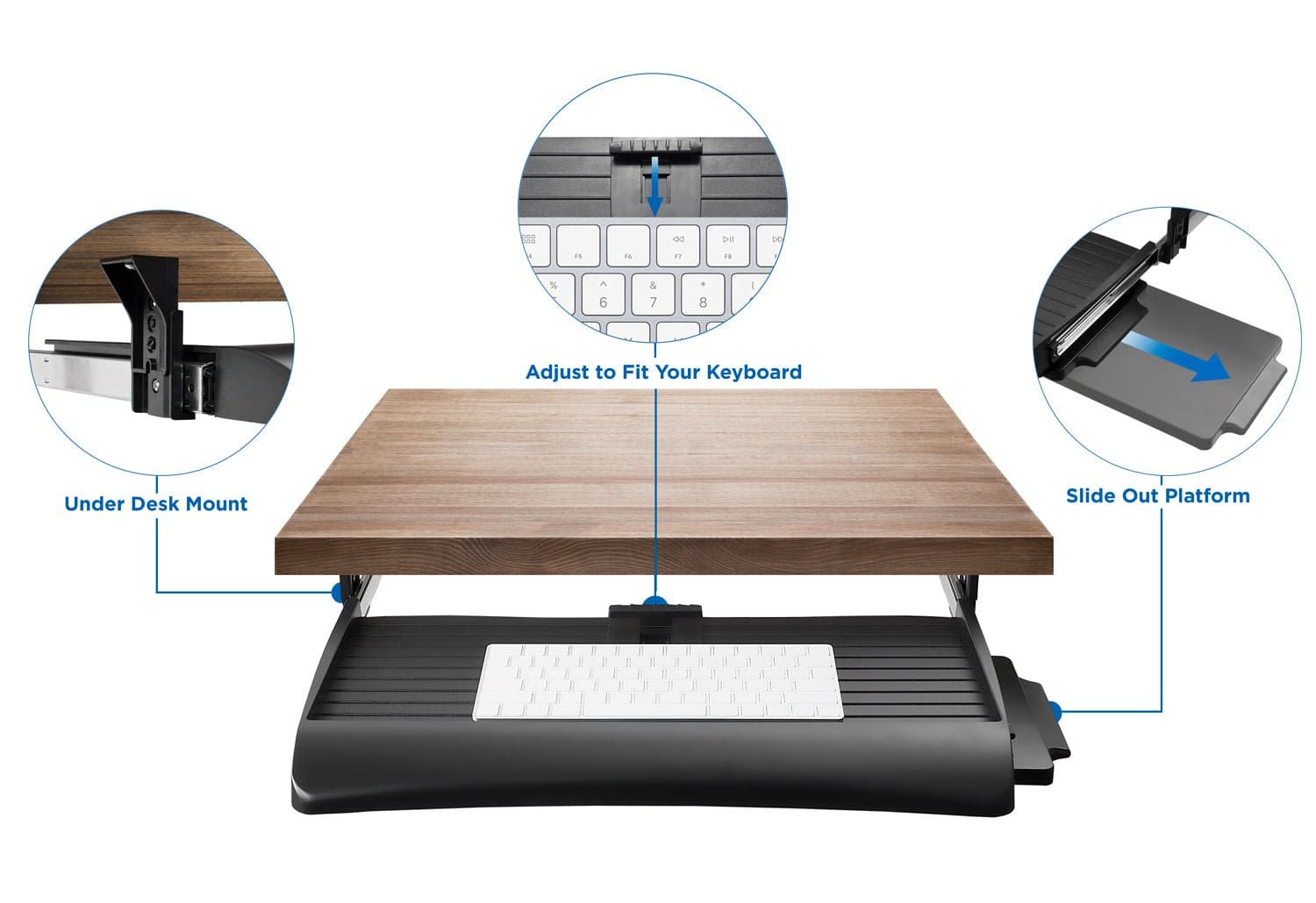 Under Desk Keyboard Drawer with Mouse Platform - Mount-It!
